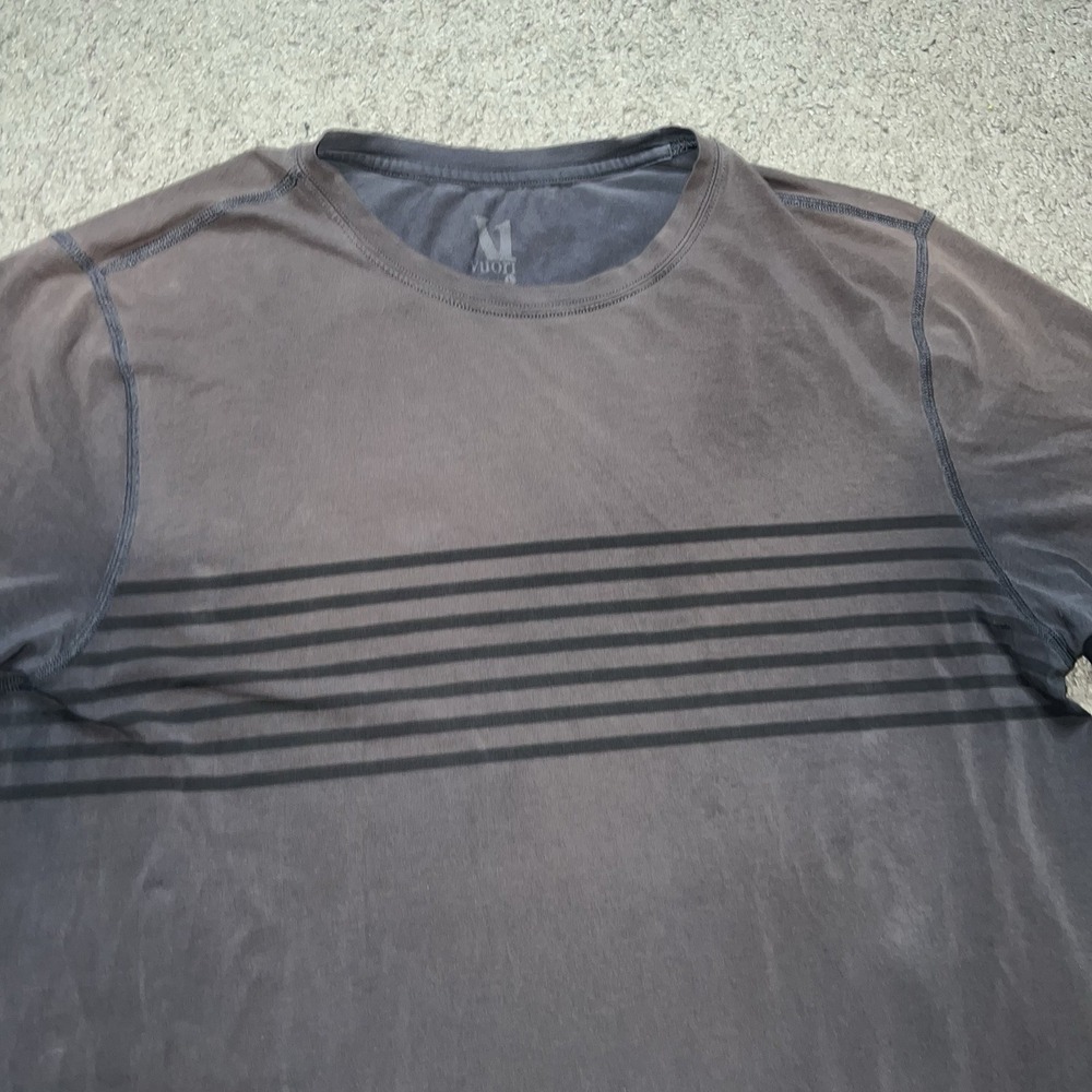 Vuori Tuvalu Shirt Men's Large Brown Stripedβ Pima Performance Soft Basic Gym